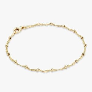NEW 18Kt Gold Plated Singapore Bead Chain Station Bracelet